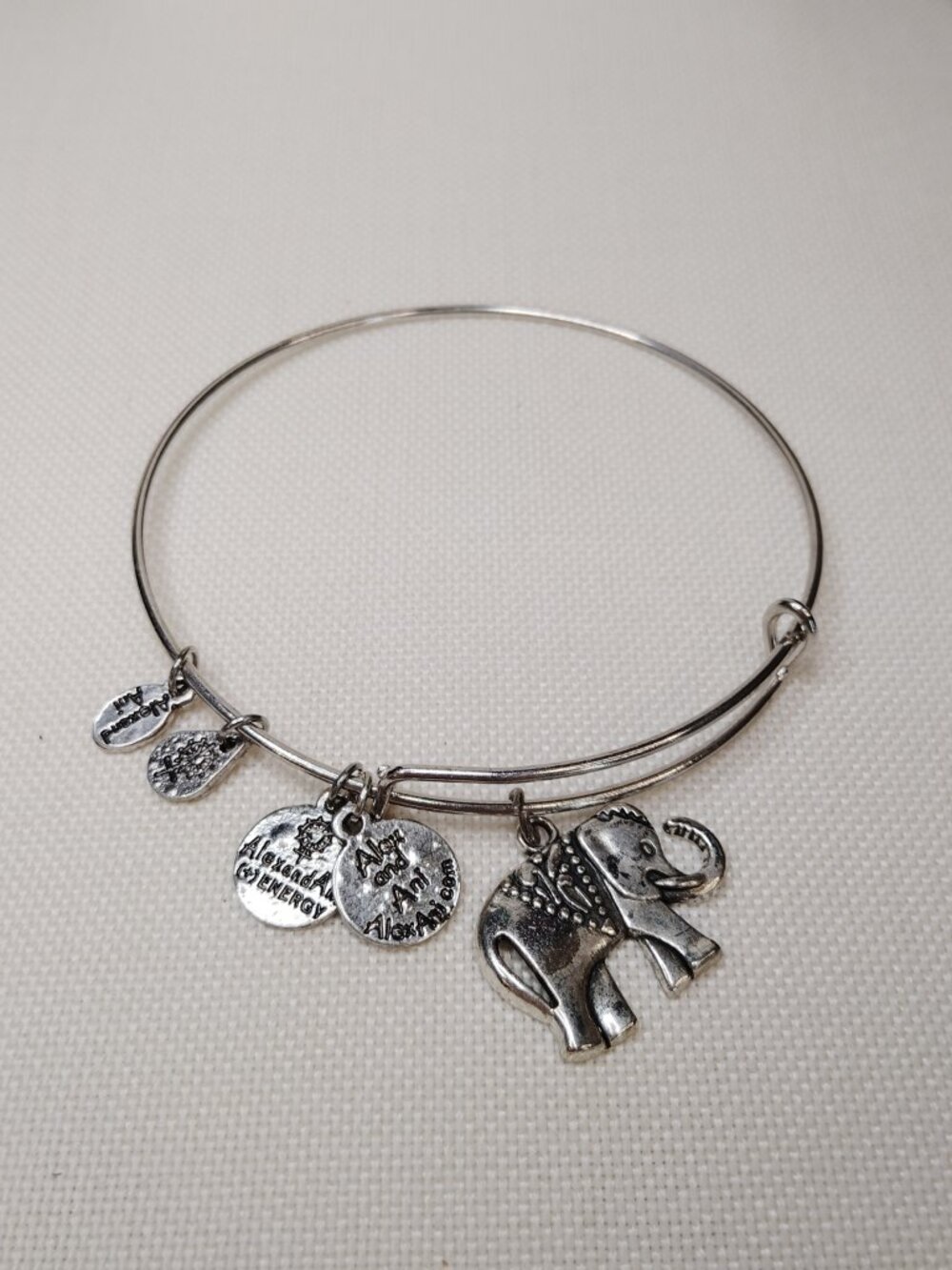 Alex and Ani Lucky Elephant Bangle – Russian Silver Finish, Expandable Bracelet